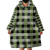 Aloha Hawaii Pakalana Pikake Lei Wearable Blanket Hoodie Palaka Inspired Hawaiian-plaid Black