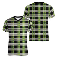 Aloha Hawaii Pakalana Pikake Lei Women V-Neck T-Shirt Palaka Inspired Hawaiian-plaid Black