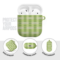 Aloha Hawaii Pakalana Pikake Lei AirPods Case Palaka Inspired Hawaiian-plaid Pastel Green