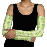 Aloha Hawaii Pakalana Pikake Lei Arm Sleeves Palaka Inspired Hawaiian-plaid Pastel Green