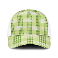 Aloha Hawaii Pakalana Pikake Lei Baseball Net Cap Palaka Inspired Hawaiian-plaid Pastel Green
