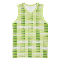Aloha Hawaii Pakalana Pikake Lei Basketball Jersey Palaka Inspired Hawaiian-plaid Pastel Green
