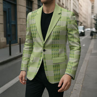 Aloha Hawaii Pakalana Pikake Lei Blazer Palaka Inspired Hawaiian-plaid Pastel Green