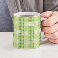Aloha Hawaii Pakalana Pikake Lei Ceramic Mug Palaka Inspired Hawaiian-plaid Pastel Green