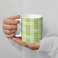 Aloha Hawaii Pakalana Pikake Lei Ceramic Mug Palaka Inspired Hawaiian-plaid Pastel Green