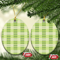 Aloha Hawaii Pakalana Pikake Lei Ceramic Ornament Palaka Inspired Hawaiian-plaid Pastel Green
