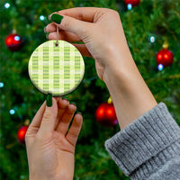 Aloha Hawaii Pakalana Pikake Lei Ceramic Ornament Palaka Inspired Hawaiian-plaid Pastel Green