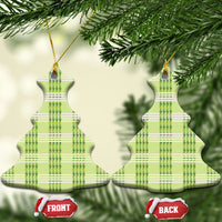 Aloha Hawaii Pakalana Pikake Lei Ceramic Ornament Palaka Inspired Hawaiian-plaid Pastel Green