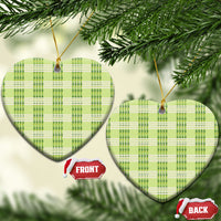 Aloha Hawaii Pakalana Pikake Lei Ceramic Ornament Palaka Inspired Hawaiian-plaid Pastel Green