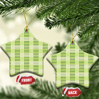 Aloha Hawaii Pakalana Pikake Lei Ceramic Ornament Palaka Inspired Hawaiian-plaid Pastel Green