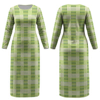 Aloha Hawaii Pakalana Pikake Lei Couples Matching Long Sleeve Bodycon Dress and Hawaiian Shirt Palaka Inspired Hawaiian-plaid Pastel Green