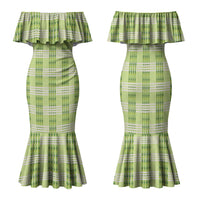 Aloha Hawaii Pakalana Pikake Lei Family Matching Mermaid Dress and Hawaiian Shirt Palaka Inspired Hawaiian-plaid Pastel Green