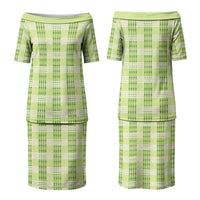 Aloha Hawaii Pakalana Pikake Lei Family Matching Puletasi and Hawaiian Shirt Palaka Inspired Hawaiian-plaid Pastel Green