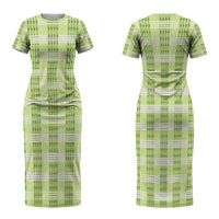 Aloha Hawaii Pakalana Pikake Lei Family Matching Short Sleeve Bodycon Dress and Hawaiian Shirt Palaka Inspired Hawaiian-plaid Pastel Green