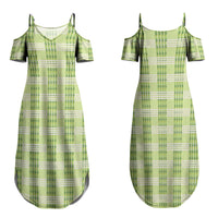 Aloha Hawaii Pakalana Pikake Lei Family Matching Summer Maxi Dress and Hawaiian Shirt Palaka Inspired Hawaiian-plaid Pastel Green