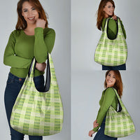Aloha Hawaii Pakalana Pikake Lei Grocery Bag Palaka Inspired Hawaiian-plaid Pastel Green