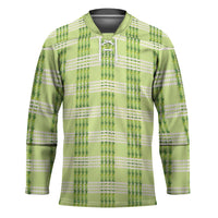 Aloha Hawaii Pakalana Pikake Lei Hockey Jersey Palaka Inspired Hawaiian-plaid Pastel Green