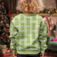 Aloha Hawaii Pakalana Pikake Lei Kid Ugly Christmas Sweater Palaka Inspired Hawaiian-plaid Pastel Green