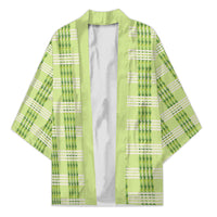 Aloha Hawaii Pakalana Pikake Lei Kimono Palaka Inspired Hawaiian-plaid Pastel Green