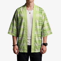 Aloha Hawaii Pakalana Pikake Lei Kimono Palaka Inspired Hawaiian-plaid Pastel Green