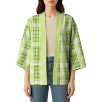Aloha Hawaii Pakalana Pikake Lei Kimono Palaka Inspired Hawaiian-plaid Pastel Green