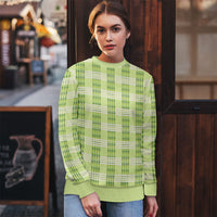 Aloha Hawaii Pakalana Pikake Lei Ugly Christmas Sweater Palaka Inspired Hawaiian-plaid Pastel Green