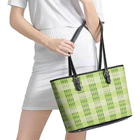 Aloha Hawaii Pakalana Pikake Lei Leather Tote Bag Palaka Inspired Hawaiian-plaid Pastel Green