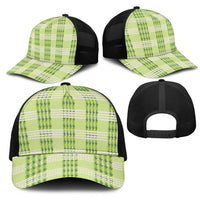 Aloha Hawaii Pakalana Pikake Lei Mesh Trucker Cap Palaka Inspired Hawaiian-plaid Pastel Green