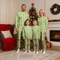 Aloha Hawaii Pakalana Pikake Lei Christmas Pajama Set Palaka Inspired Hawaiian-plaid Pastel Green