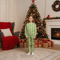 Aloha Hawaii Pakalana Pikake Lei Christmas Pajama Set Palaka Inspired Hawaiian-plaid Pastel Green