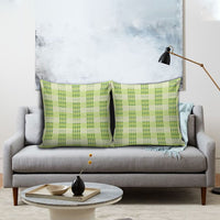 Aloha Hawaii Pakalana Pikake Lei Pillow Cover Palaka Inspired Hawaiian-plaid Pastel Green