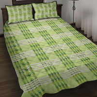 Aloha Hawaii Pakalana Pikake Lei Quilt Bed Set Palaka Inspired Hawaiian-plaid Pastel Green