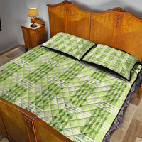 Aloha Hawaii Pakalana Pikake Lei Quilt Bed Set Palaka Inspired Hawaiian-plaid Pastel Green