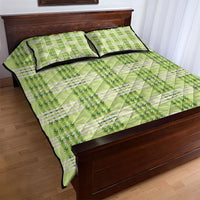 Aloha Hawaii Pakalana Pikake Lei Quilt Bed Set Palaka Inspired Hawaiian-plaid Pastel Green