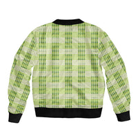 Aloha Hawaii Pakalana Pikake Lei Sleeve Zip Bomber Jacket Palaka Inspired Hawaiian-plaid Pastel Green