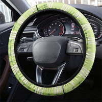 Aloha Hawaii Pakalana Pikake Lei Steering Wheel Cover Palaka Inspired Hawaiian-plaid Pastel Green