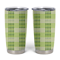 Aloha Hawaii Pakalana Pikake Lei Tumbler Cup Palaka Inspired Hawaiian-plaid Pastel Green