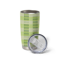 Aloha Hawaii Pakalana Pikake Lei Tumbler Cup Palaka Inspired Hawaiian-plaid Pastel Green