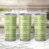 Aloha Hawaii Pakalana Pikake Lei Tumbler Cup Palaka Inspired Hawaiian-plaid Pastel Green