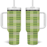 Aloha Hawaii Pakalana Pikake Lei Tumbler With Handle Palaka Inspired Hawaiian-plaid Pastel Green
