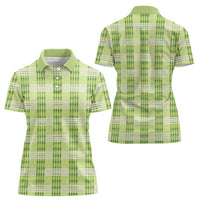 Aloha Hawaii Pakalana Pikake Lei Women Polo Shirt Palaka Inspired Hawaiian-plaid Pastel Green