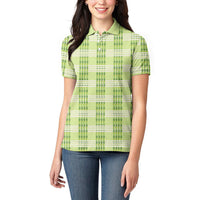 Aloha Hawaii Pakalana Pikake Lei Women Polo Shirt Palaka Inspired Hawaiian-plaid Pastel Green