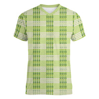 Aloha Hawaii Pakalana Pikake Lei Women V-Neck T-Shirt Palaka Inspired Hawaiian-plaid Pastel Green