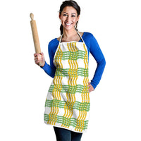 Aloha Hawaii Ilima Maile Lei Apron Palaka Inspired Hawaiian-plaid White