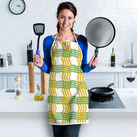 Aloha Hawaii Ilima Maile Lei Apron Palaka Inspired Hawaiian-plaid White