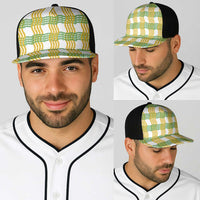 Aloha Hawaii Ilima Maile Lei Baseball Net Cap Palaka Inspired Hawaiian-plaid White