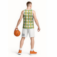 Aloha Hawaii Ilima Maile Lei Basketball Jersey Palaka Inspired Hawaiian-plaid White