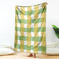 Aloha Hawaii Ilima Maile Lei Blanket Palaka Inspired Hawaiian-plaid White