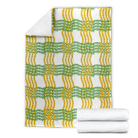 Aloha Hawaii Ilima Maile Lei Blanket Palaka Inspired Hawaiian-plaid White