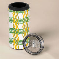Aloha Hawaii Ilima Maile Lei 4 in 1 Can Cooler Tumbler Palaka Inspired Hawaiian-plaid White